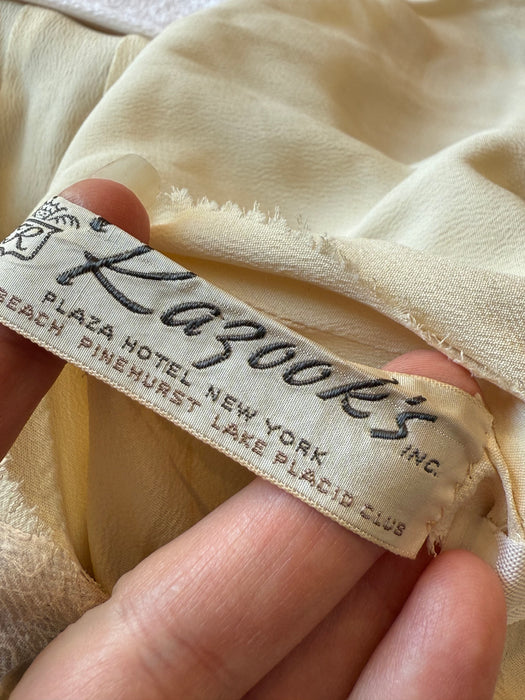 Elegant Early 1960's Silver Glass Beaded Cocktail Dress Over Nude Illusion Silk Chiffon / SM