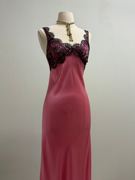 Sexy 1990’s Pink Silk Charmeuse Bias Cut Slip Dress / xs