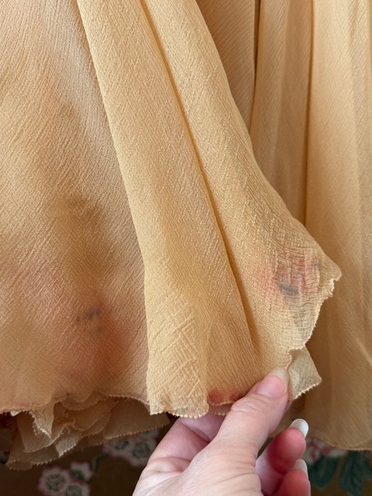 Stunning 1950’s Demi Couture Honey Silk Chiffon Evening Dress / M