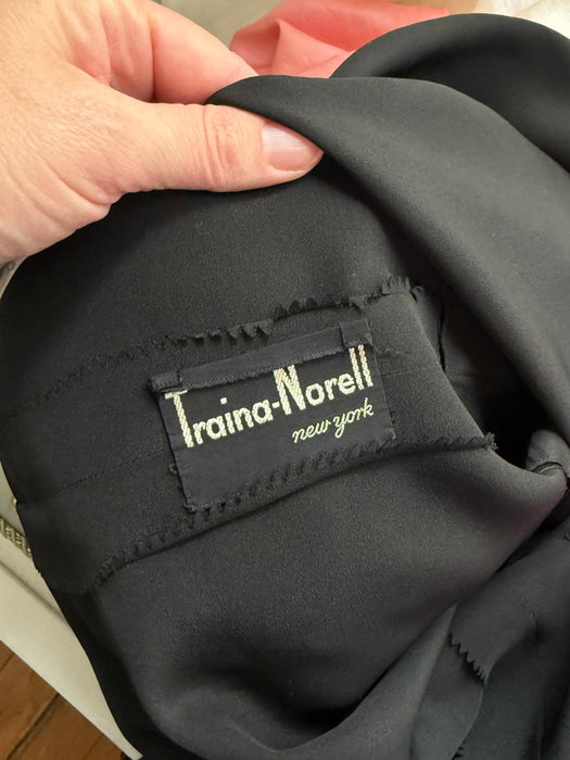 Stunning 1950’s Traina-Norell Pink & Black Sari Silk Cocktail Dress / XS