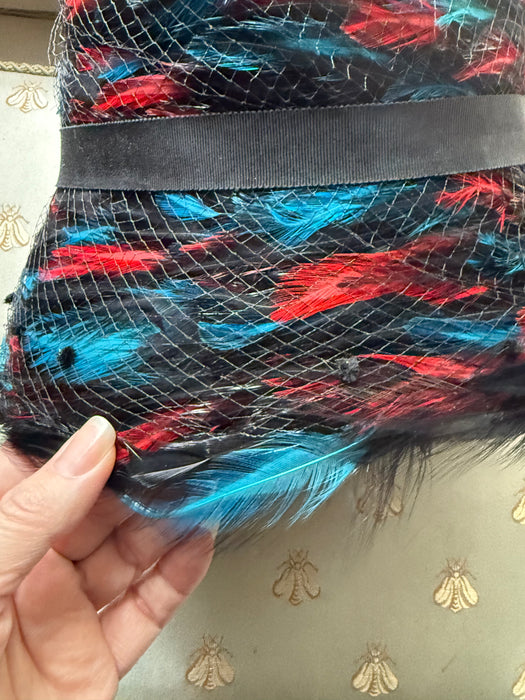 Fabulous 1960's Feathered Cloche By Stuart Original