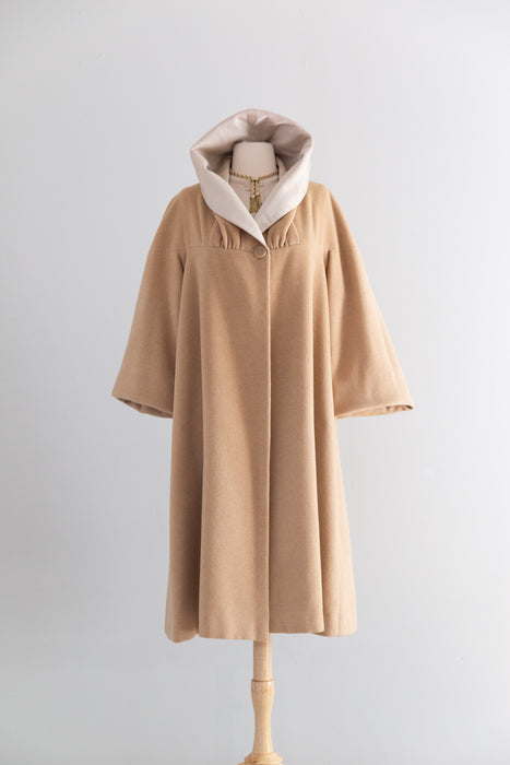 Fabulous Late 1950’s Cashmere Coat and Matching Silk Dress Set / SM