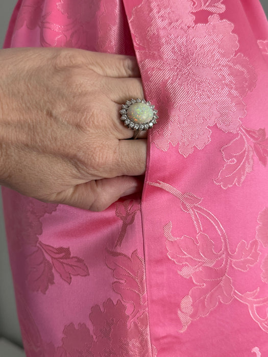 Elegant 1960's Jackie Kennedy Style Silk Jacquard in Bubblegum Pink / SM