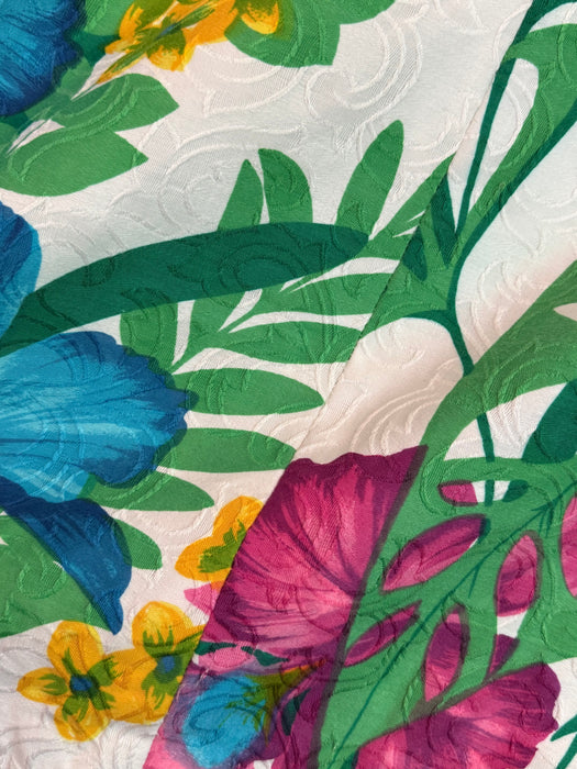 Chic 1960's Tropical Print Cotton Shift Dress / M