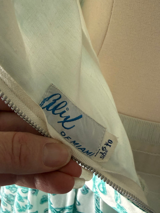 Beautiful 1950's Alix Of Miami Polished Cotton Party Dress / S