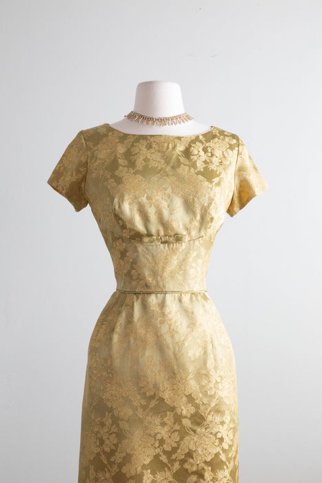 Glamorous 1950's Golden Olive Brocade Cocktail Dress and Matching Jack Xtabay Vintage Glamorous 1950's Golden Olive Brocade Cocktail Dress and Matching Jack Xtabay Vintage