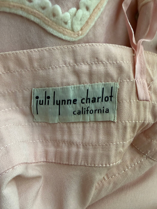 Iconic 1950’s Juli Lynne Charlot Pink Cotton Circle Skirt With Rosettes / Medium