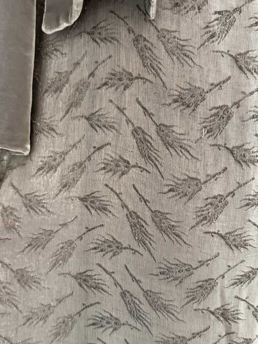 Exquisite 1930's Metallic Silver Lame Evening Dress With Wheat Motif / Small