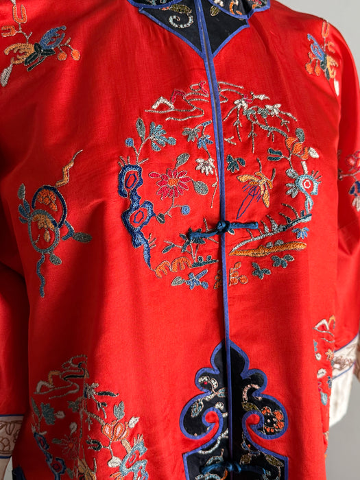 Gorgeous Hand Embroidered Chinese Silk Jacket & Pant Lounge Set / SM