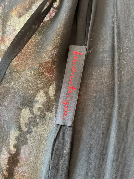 Fabulous 1970's Pauline Trigere Autumnal Night Garden Silk Lame' Evening Gown / S