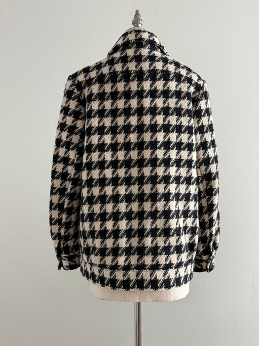 Chic Vintage Black & White Wool Houndstooth Jacket / M