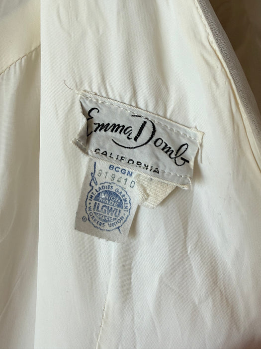 Stunning Late 1950's Ivory Emma Domb Chiffon Wedding Dress / Small