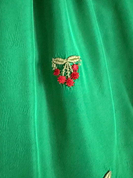 1950’s “Under The Mistletoe” Emerald Green Taffeta Party Dress From Saks / Small