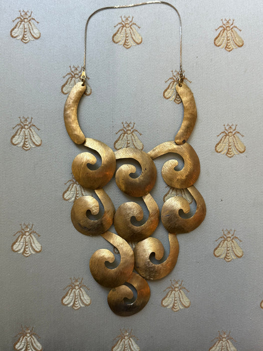 Fabulous 1970's Modernest Gold Tone Statement Necklace