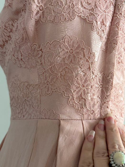 Beautiful 1950's Ballet Pink Strapless Party Dress By Bess Myerson For Nat Lynn / XS