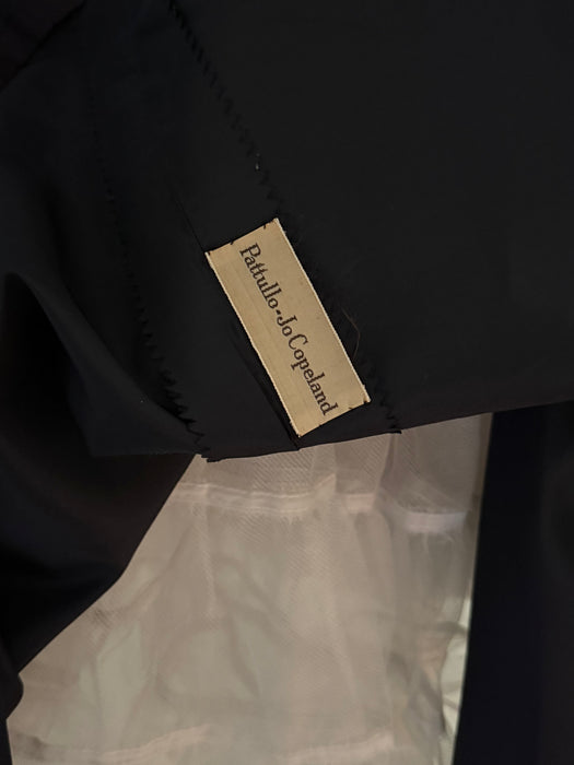 Exquisite 1950's Patullo Jo-Copeland Navy Blue Silk Cocktail Dress  / Small