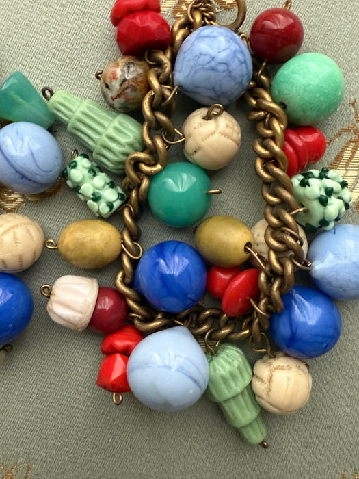 Wonderfully Whimsical Art Glass Necklace and Bracelet Set, circa late 1930s–early 1940s
