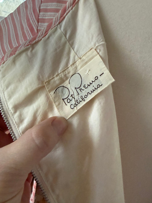 Pretty 1950's Pat Premo Candy Striped Pink Cotton Seersucker Party Dress / S