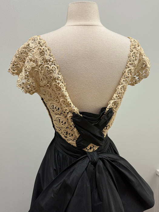 Exquisite Early 1950's Silk & Lace Evening Gown Attributed to Luna Karbo / SM
