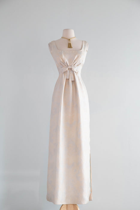 Elegant 1960’s Baroque Print Silk Evening Gown From Saks Fifth Ave. / Small