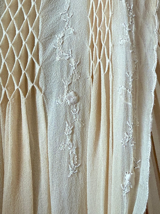 Incredible 1930's Honeycomb Smocked Two Piece Silk Chiffon Peignoir Set / SM