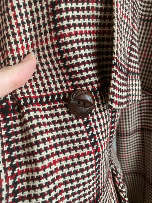 Extraordinary "Madame Holmes" 1940's Scotch Plaid Princess Coat With Cape By Rodex, made in England / Medium