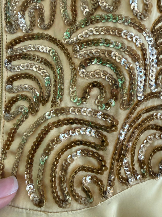 Glamorous 1960's Gold Sequined Evening Gown By Mike Benet / SM
