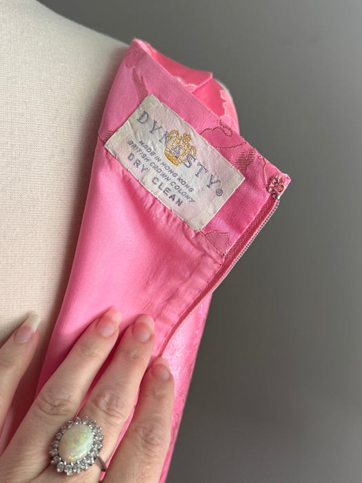 Elegant 1960's Jackie Kennedy Style Silk Jacquard in Bubblegum Pink / SM