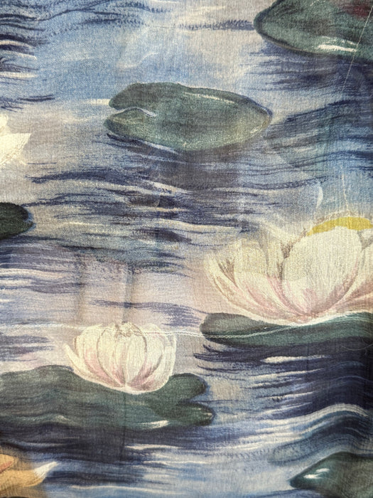 Sublime 1950’s Larry Aldrich Silk Chiffon Lily Pad Print Dress / SM