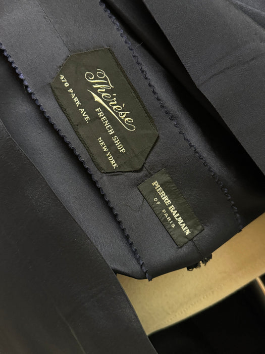Iconic Late 1950's Pierre Balmain Navy Silk Cocktail Dress / S
