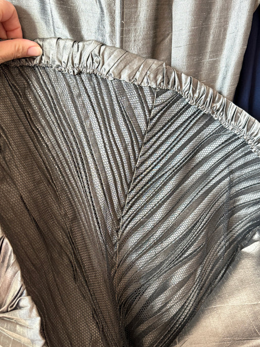 Magnificent 1950's "New Look" Silk Cocktail Dress With Chevron Pleating Attributed to Werle / S