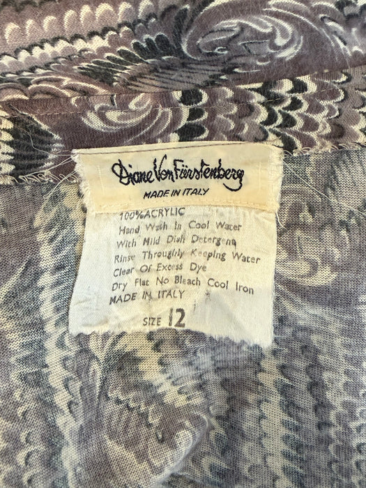 Rare 1970's Diane Von Furstenberg Swan Print Original Wrap Dress / S