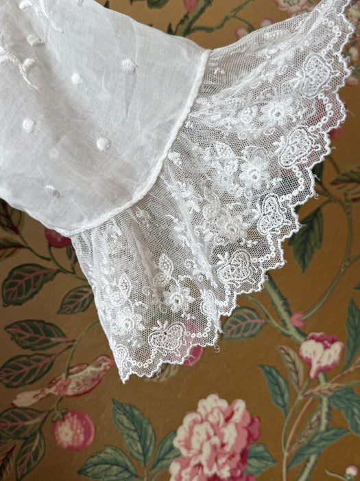 Ethereal Edwardian Embroidered Cotton Wedding Dress Three Piece Set / XS