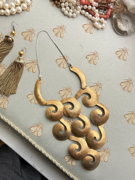 Fabulous 1970's Modernest Gold Tone Statement Necklace