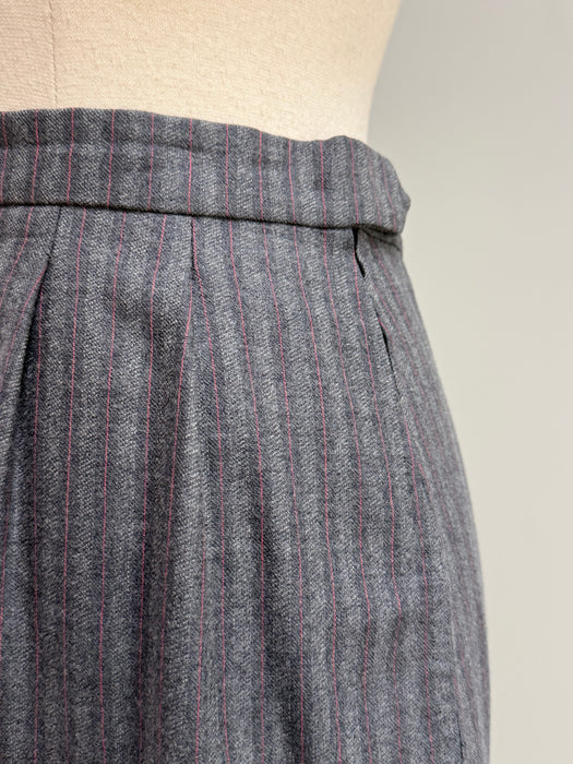 Rare Late 1940's Irene Lentz Grey Wool Pinstripe Ladies Suit With Pink Lining / M
