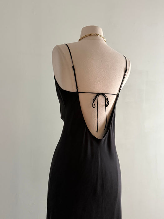 Vintage Victoria’s Secret Black Silk Bias-Cut Slip Dress / SM
