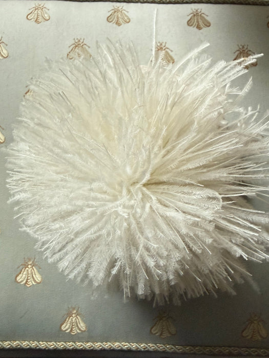 Wonderful Whimsical Midcentury Ivory Ostrich Feather Pom Pom Hat / OS