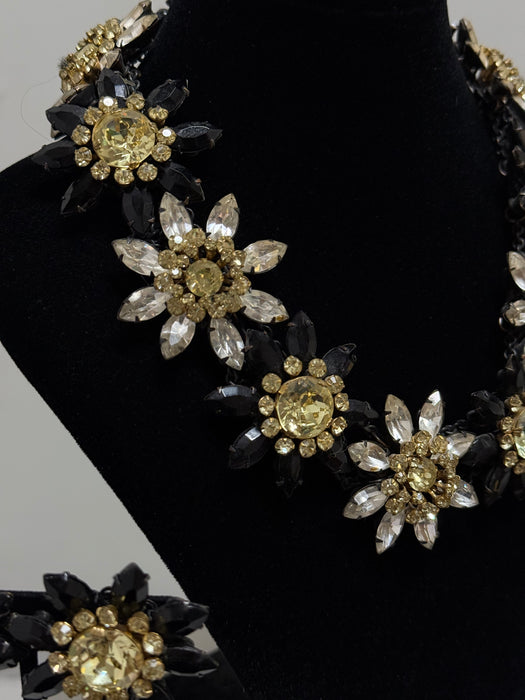 Spectacular 1950's Miriam Haskell Floral Necklace & Earring Set