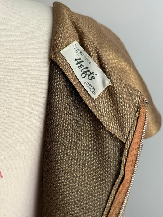 Glamorous & Iconic 1950's Gold Lame’ Cocktail Party Dress By Helga / S