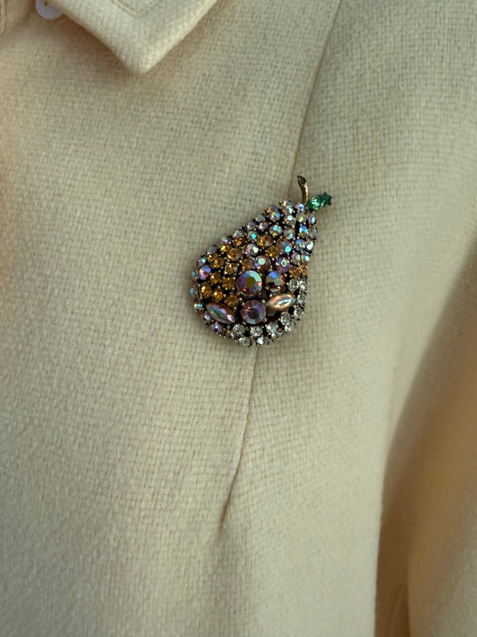 Vintage 1950’s Rhinestone Pear 🍐 Brooch & Earrings Set