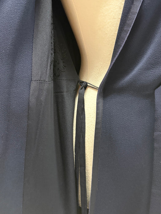 Elegant 1940's Navy Wool Gabardine Princess Style Wrap Coat / M