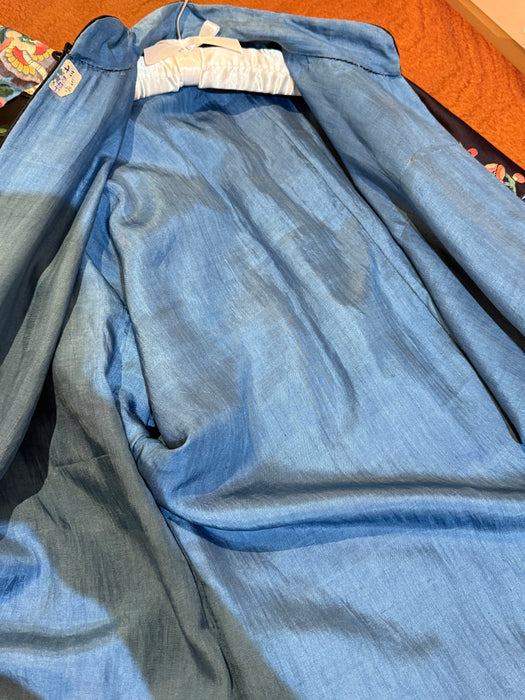 Exquisite Antique Chinese Silk Robe With Peonies Circa 1920 / OS