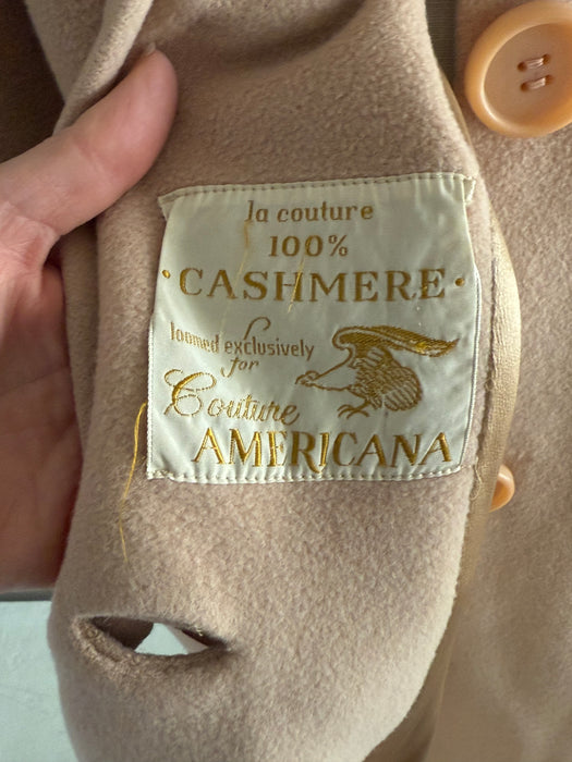 Elegant Late 1950's Couture Americana Cashmere Overcoat / M