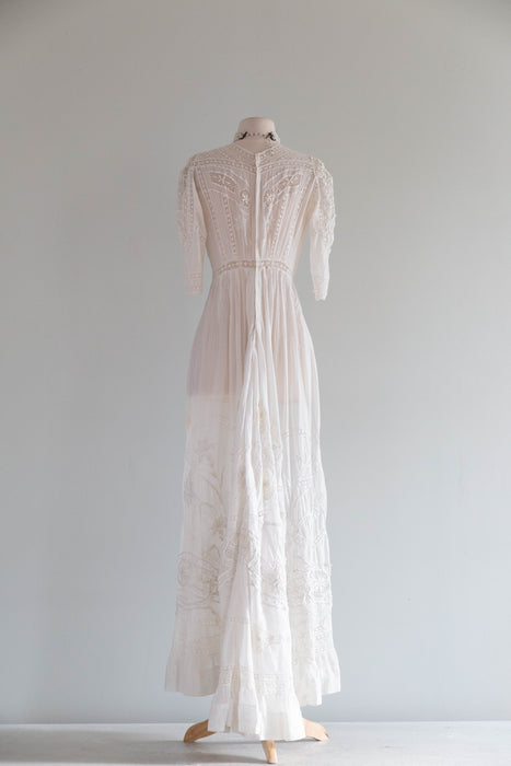 Extraordinary Antique Edwardian Hand Embroidered Wedding Gown / SM Xtabay Vintage Extraordinary Antique Edwardian Hand Embroidered Wedding Gown / SM Xtabay Vintage