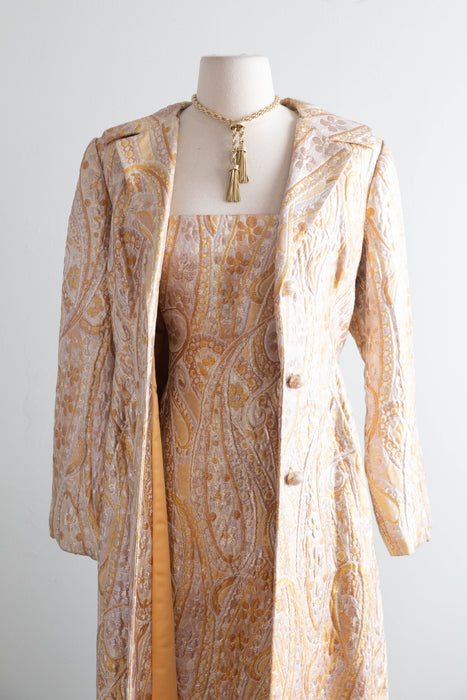 Spectacular 1960’s Arnold Scaasi Gold Brocade Evening Gown and Maxi Coat / M
