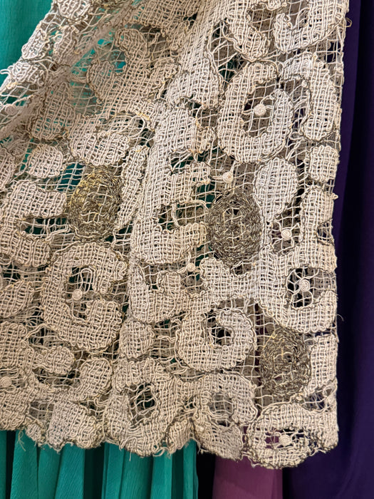 Gorgeous 1930's Violet Rayon Dressing Gown With Lace Sleeves / SM