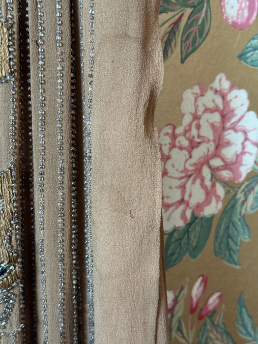 Rare Autumnal 1920's Beaded Silk Flapper Dress / SM