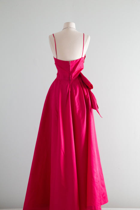 Spectacular 1950’s Frank Starr Camellia Pink Silk Evening Gown / Small