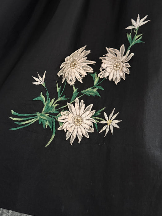 Enchanting 1950's Silk Organza Party Dress With Floral Appliques / S