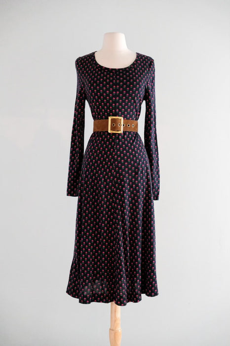 Vintage 1970's Diane Von Furstenberg Navy Floral Tent Dress / ML